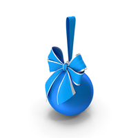 Christmas Ball With Blue Bow PNG & PSD Images