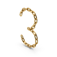 Gold Chain Number Three PNG & PSD Images