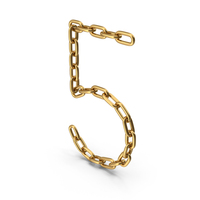 Gold Chain Number Five PNG & PSD Images