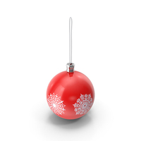 Hand Painted Christmas Ornament with Snowflakes Red PNG & PSD Images