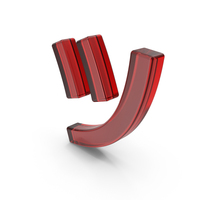 Japanese Katakana TSU Red Glass PNG & PSD Images