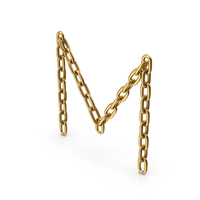 Chain Letter M Gold PNG & PSD Images