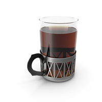 Metal Glass Holder With Glass And Tea PNG & PSD Images