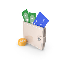 Cartoon Wallet With Credit Card And Money PNG & PSD Images
