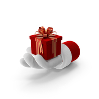 Red Velvet Gift Box In Santa Hand PNG & PSD Images