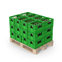 Plastic Crate With Beer Bottles On Pallet PNG & PSD Images
