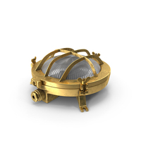 Brass Round Bulkhead Light with Corrugated Glass PNG & PSD Images