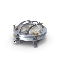 Bulkhead Light Lamp Steel with Ribbed Glass On State PNG & PSD Images