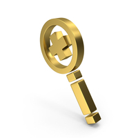 Gold Magnifying Glass With X Mark Symbol PNG & PSD Images
