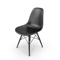 Eames Plastic Side Chair DSW Full Black PNG & PSD Images