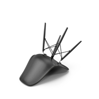 Eames Plastic Side Chair DSW Full Black Posed PNG & PSD Images
