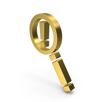 Gold Magnifying Glass With Exclamation Mark Symbol PNG & PSD Images