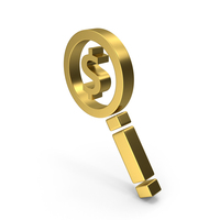 MAGNIFYING GLASS DOLLAR ICON GOLD PNG & PSD Images