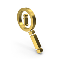 MAGNIFYING GLASS INFO SIGN GOLD PNG & PSD Images