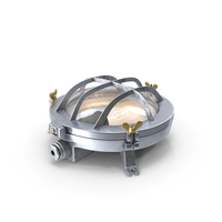 Industrial Bulk Head Lamp Steel With Clear Glass On State PNG & PSD Images