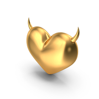 Gold Heart With Horns PNG & PSD Images