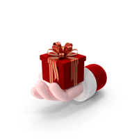 Red Velvet Gift Box In Santa Hand PNG & PSD Images
