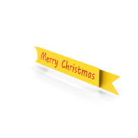 Christmas Ribbon Banner Yellow PNG & PSD Images