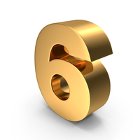 Gold Number 6 PNG & PSD Images