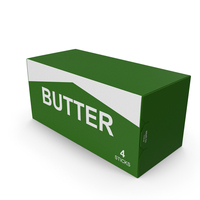 Green Generic Label Butter 4 Sticks Box PNG & PSD Images