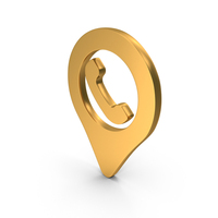 Gold Call Location Pin Icon PNG & PSD Images