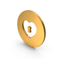 Gold Heart Lock Icon PNG & PSD Images