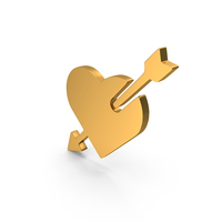 Heart With Arrow Icon Gold PNG & PSD Images