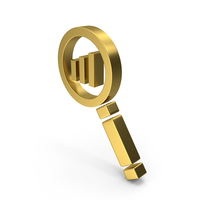 Gold Magnifying Glass With Bar Graph Symbol PNG & PSD Images