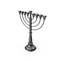 Metal Menorah With Burned Candles PNG & PSD Images