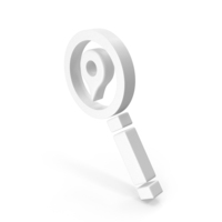 White Magnifying Glass With Location Pin Symbol PNG & PSD Images