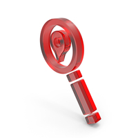 Red Glass Magnifying Glass With Location Pin Symbol PNG & PSD Images