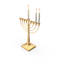 Golden Menorah With 2 Lit Candles PNG & PSD Images