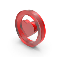 Red Glass Round Heart Symbol PNG & PSD Images