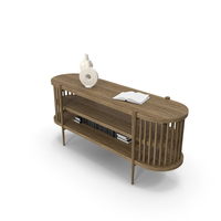 Bamboo Coffee Table with Vases and Books PNG & PSD Images