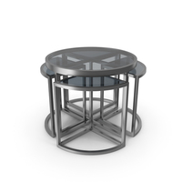 Side Table Set with Smoked Glass Top and Polished Stainless Steel Base PNG & PSD Images