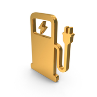 Gold Electric Car Charging Station Symbol PNG & PSD Images