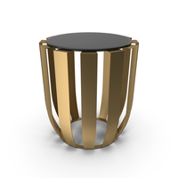 Gold Side Table with Black Top PNG & PSD Images