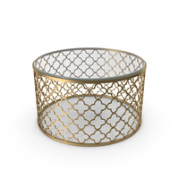 Glass with Gold Metal Base Round Coffee Table PNG & PSD Images