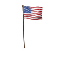 USA Worn Flag On Wooden Stick PNG & PSD Images