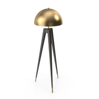Tripod Floor Lamp In Walnut And Satin Brass PNG & PSD Images