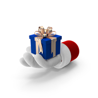 Blue Velvet Gift Box In Santa Hand With Gloves PNG & PSD Images