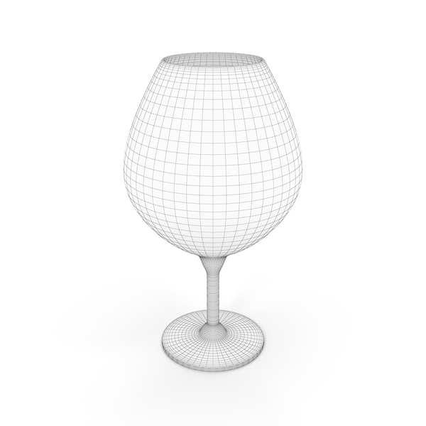 Brandy Snifter Glass Wireframe PNG & PSD Images