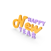 Happy New Year Purple Yellow PNG & PSD Images