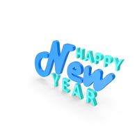 Happy New Year Blue Cyan PNG & PSD Images