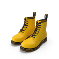 Yellow Leather Lace Up Boots PNG & PSD Images