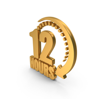 Gold 12 Hours Time Symbol PNG & PSD Images