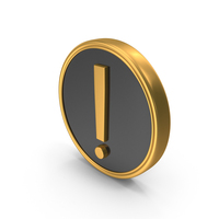 Gold Warning Round Symbol PNG & PSD Images