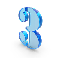 Blue Glass Digital Number 3 PNG & PSD Images