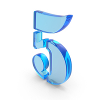 Blue Glass Digital Number 5 PNG & PSD Images