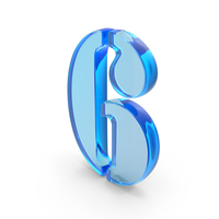 Blue Glass Digital Number 6 PNG & PSD Images